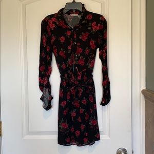 black floral buttoned dress
